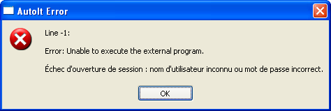 Message d'erreur fatal